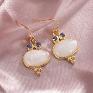 Anthropologie Gold and White Earrings
